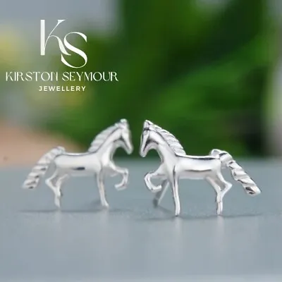 Buy Horse Stud Earrings 925 Stirling Silver Stud Gift Pouch Woman Girl Jewellery  • 4.89£