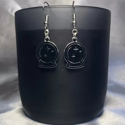 Buy Handmade Silver Black Crystal Ball Earrings Gothic Gift Jewellery • 4.50£
