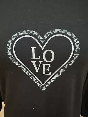Buy Ruth Langsford 3/4 Sleeve Scoop Neck Love Motif Top  - Black - Size XS • 26£
