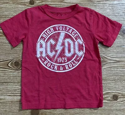 Buy ACDC High Voltage Rock & Roll 1975 Red Tshirt Toddler Size 2T • 10.06£