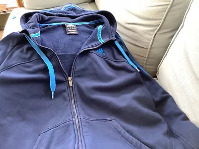 Buy Adidas Mens Size Large Zip-up Hoodie Jacket, Navy Blue With Stripes  • 14.99£