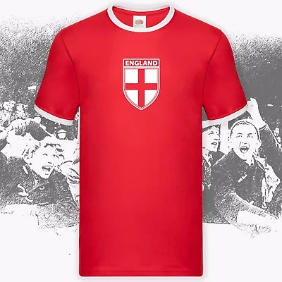 Buy England Home Nations Shield Print Ringer T-Shirt Birthday Gift Size S- 3XL • 17.99£