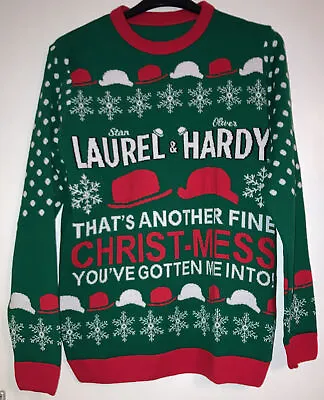 Buy Laurel & Hardy Funny Christmas Jumper M Medium Bniw Xmas New Comedy Green Gift • 18.50£