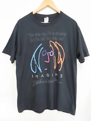 Buy John Lennon Imagine I'm A Dreamer Black Fruit Of The Loom T-shirt Size L • 9.95£