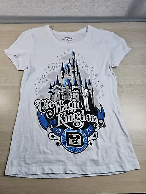 Buy Walt Disney World Magic Kingdom Castle 1971 White Silver Blue Womens T-Shirt XL • 10.99£