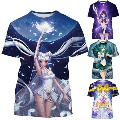 Buy Anime Sailor Moon Harajuku Women Men T-Shirt 3D Print Short Sleeve Tee Top • 9.59£