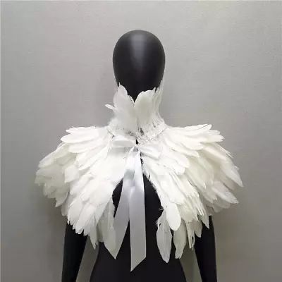 Buy Dress Cape Halloween Party Shawl Scarf Neck Woman Gothic Style Shawls Feather • 36.18£