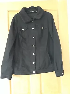 Buy Nina Leonard Black Western Denim Twill Sherpa Jacket M BRAND NEW • 36.50£