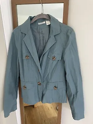 Buy Ladies Blue Linen Cotton Jacket Size 12 • 3.95£