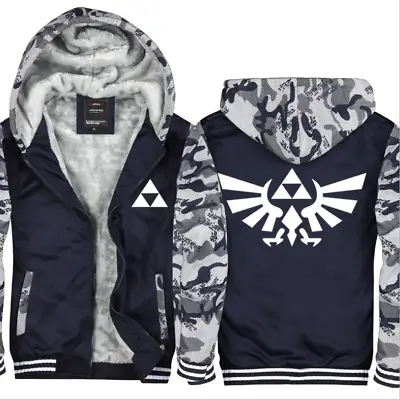 Buy The Legend Of Zelda Hoodies Men Winged Triforce Sweatshirts Winter Thick Fleece • 45.29£