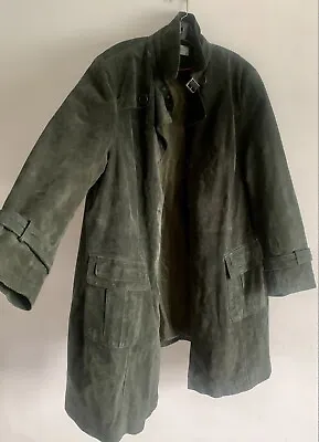 Buy Ulla Popleen Unisex Green Long Sleeves Leather Jacket Cost Overcoat Outerwear 26 • 49£