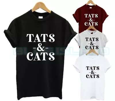 Buy Tats And Cats T Shirt Cat Kitty Animal Lover Tattoo Fashion Tumblr Love Unisex • 6.99£