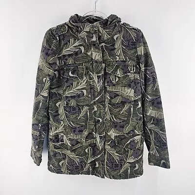 Buy Ripcurl Jacket Womens 8 Sherpa Lined Palm Pattern Zip Away Hood Zip Snap Up Warm • 22.12£