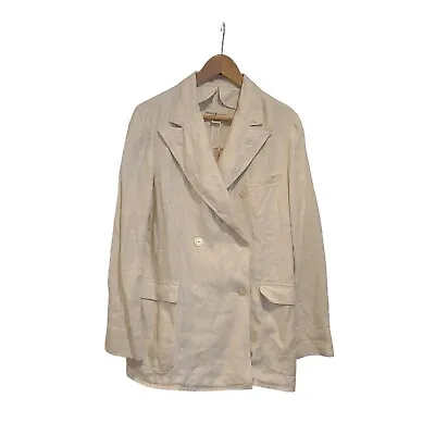 Buy Denim & Supply Ralph Lauren Ivory 100% Linen Double Breasted Jacket Blazer Large • 47.35£