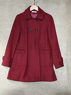 Buy Comptoir Des Cotonniers Jacket Women's UK 10 Red Wool Blend Peacoat • 33.24£