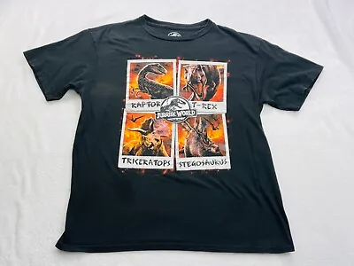 Buy Jurassic World Dinosaur  Movie Graphic T Shirt Boys Large  Black Cotton • 3.85£