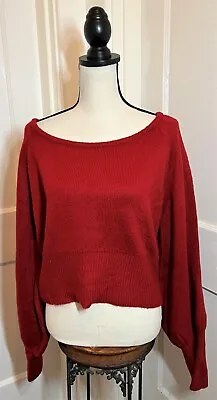 Buy Venus Red Balloon Sleeve Crop Sweater Size Large • 4.32£