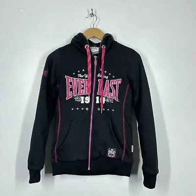 Buy Everlast Hoodie Womens XS Size 8 Black Pink Zip Up Faux Fur Lined Jacket New • 19.99£