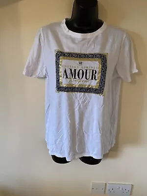 Buy New Look White ‘ Amour’ T Shirt Size 14 • 3£