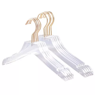 Buy 5 Pcs Clear Acrylic Clothes Hanger With Gold Hook, Transparent Shirts Dress V1Z4 • 23.99£