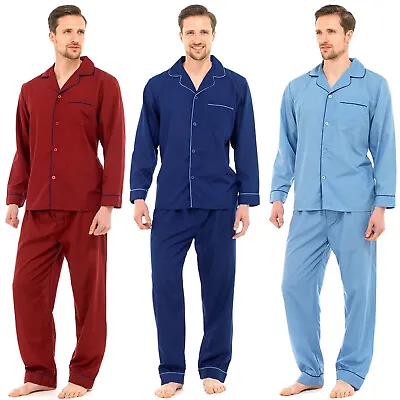Buy Mens Traditional Pyjamas Set Plain Pj Nightwear Lounge Wear Top Pants Trousers • 16.99£