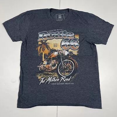 Buy T-Shirt Large Blue Mens Round Neck Short Sleeve Route 66 Biker Motorbike • 5.45£