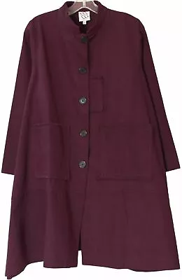 Buy MSQUARE Purple FRAYED FRINGE A-Line Knee Length Cotton Canvas Jacket Coat SZ (2) • 48.82£