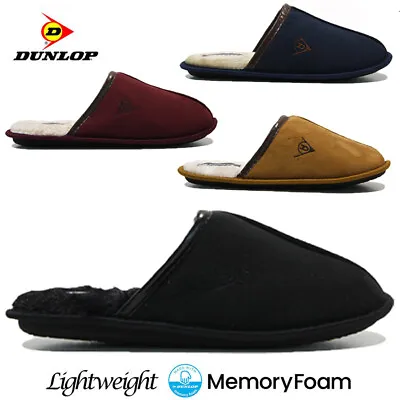 Buy Mens Dunlop Memory Foam Slippers Indoor Mules Lined Warm Cozy Winter Shoes Size • 7.95£