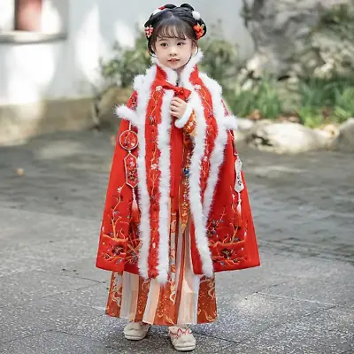 Buy Girls Chinese Hanfu Dress New Year Warm Clothes Kids Dress Princess Costume • 122.43£