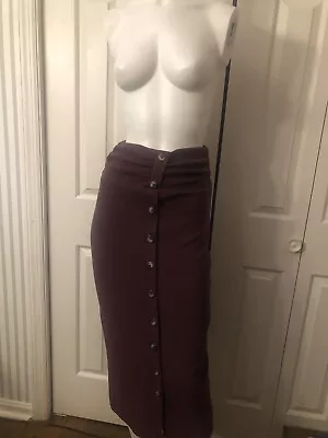 Buy House Of Harlow 1960 Women XS Maxi Pencil Skirt Front Buttons Burgundy Slit  • 28.35£