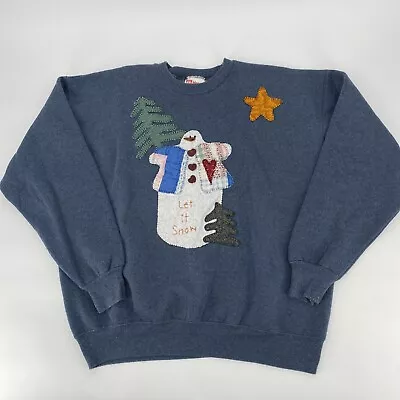 Buy Vintage Christmas Sweatshirt Adult XL Hanes Crewneck Made In USA Let It Snow • 19.19£