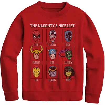 Buy Marvel ☆ Boys'  Santa's Naughty & Nice List Holiday Sweatshirt ☆ Sizes XS-2X • 16.05£