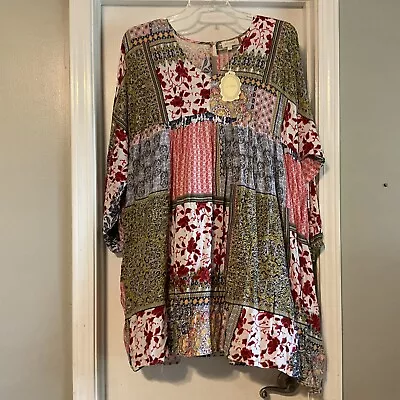 Buy Velzera Patchwork Tunic Top Dress Swim Cover-up Pullover Womens Sz 3XL NWT • 43.39£