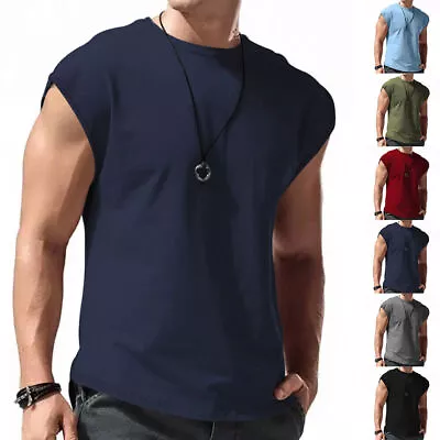 Buy Mens Sleeveless T-Shirt Muscle Tee Vest Tank Tops Pullover Fashion Casual • 7.98£