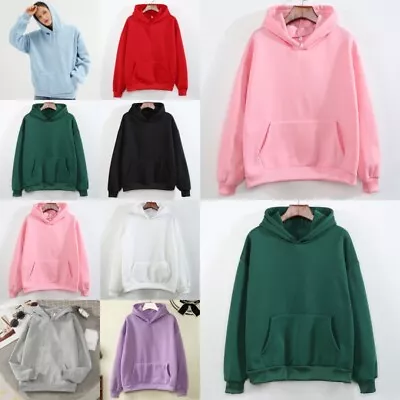 Buy Women Fleece Hoodies Sweatshirt Ladies Casual Loose Long Sleeve Tops Size 6-16 • 9.99£