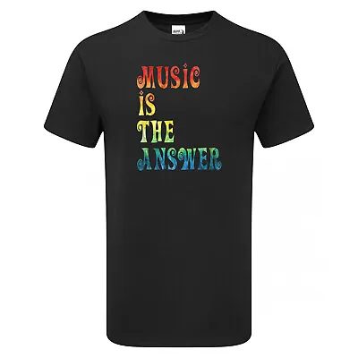 Buy MUSIC IS THE ANSWER Rainbow Tshirt Mens Womens Fun Music Band Concert Fan • 14.95£
