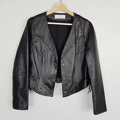 Buy ONE TEASPOON Womens Size XS Or 8 Black Leather Side Ties Boho Gypsy Jacket RARE • 180.80£