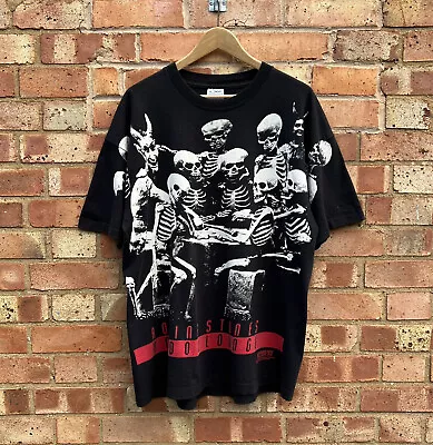 Buy Vintage Rolling Stones Voodoo Lounge 1994/95 T Shirt XL Brockum AOP Skeletons • 500£
