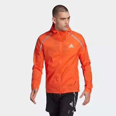 Buy Sale Adidas Marathon Running Jacket Mens Fitness Lightweight WIND.RDY Orange M L • 54.99£