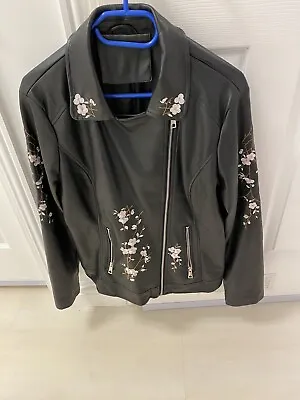 Buy Ladies Faux Black Leather Jacket XL UK 16-18 • 50£