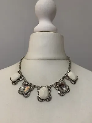 Buy Silver Toned Jewel Necklace Statement Modern Focal Festival Summer Jewellery JB8 • 2.99£
