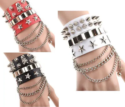 Buy Womens Mens Bracelet Punk Rivet Cuff Leather Gothic Wristband Stud Jewellery UK • 5.29£