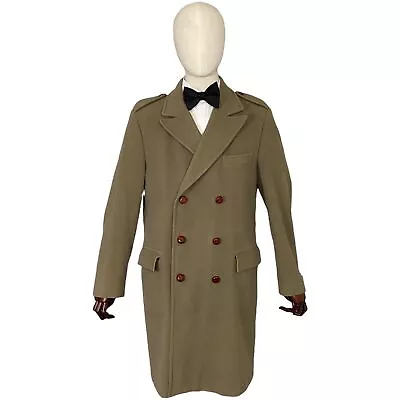 Buy Mens VTG Baron Piccadilly Double Breasted Officer Pea Trench Coat 40L Pure Wool • 95£