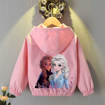 Buy New Elsa Kids Girls Baseball Uniform Hooded Elsa Princess Top Jacket Windbreaker • 2.56£