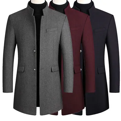 Buy Men Woolen Coats Windbreaker Coat Jacket Suit Slim Fit Formal Winter Warm Q • 44.51£