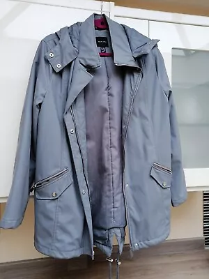 Buy New Look Grey Hooded Raincoat Sz 14 Slight Padding • 14.99£