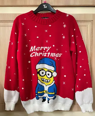 Buy Caroline Morgan Red Christmas Xmas Jumper  Minions SIZE 12 Excellent Condition. • 12.99£