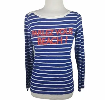 Buy Macbeth Collection Long Sleeve Shirt Sz S Parlez Vous Beach Blue White Stripe • 9.39£