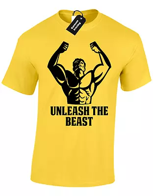 Buy Unleash The Beast Mens T Shirt Gym Training Top Lifting Weights Mode • 7.99£