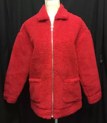 Buy **SALE**Red Misguided Teddy Bear Fleece Woolly Winter Warm Jacket Size 8 - EN4 • 7£